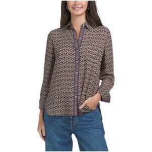 MAX STUDIO LONDON Long Sleeve Button Front Blouse With Collar